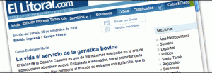 Edición Impresa del sábado 30 de septiembre de 2006. Diario El Litoral de Santa Fé. (Link a nota en el diario)